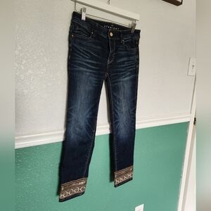 WHBM Embroidered Crop Jeans Sz 2 | Straight Leg Boho‎ Denim